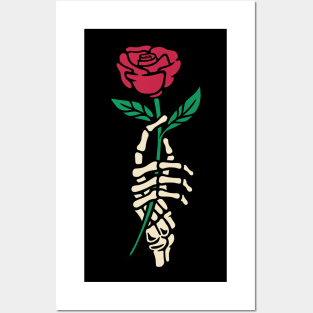 Romantic Rose Skeleton Hand Holding Flower by Tobe Fonseca Posters and Art